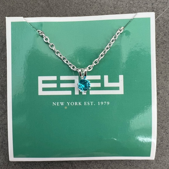 Beautiful Ocean Blue CZ on Silver Tone Necklace - Picture 4 of 7